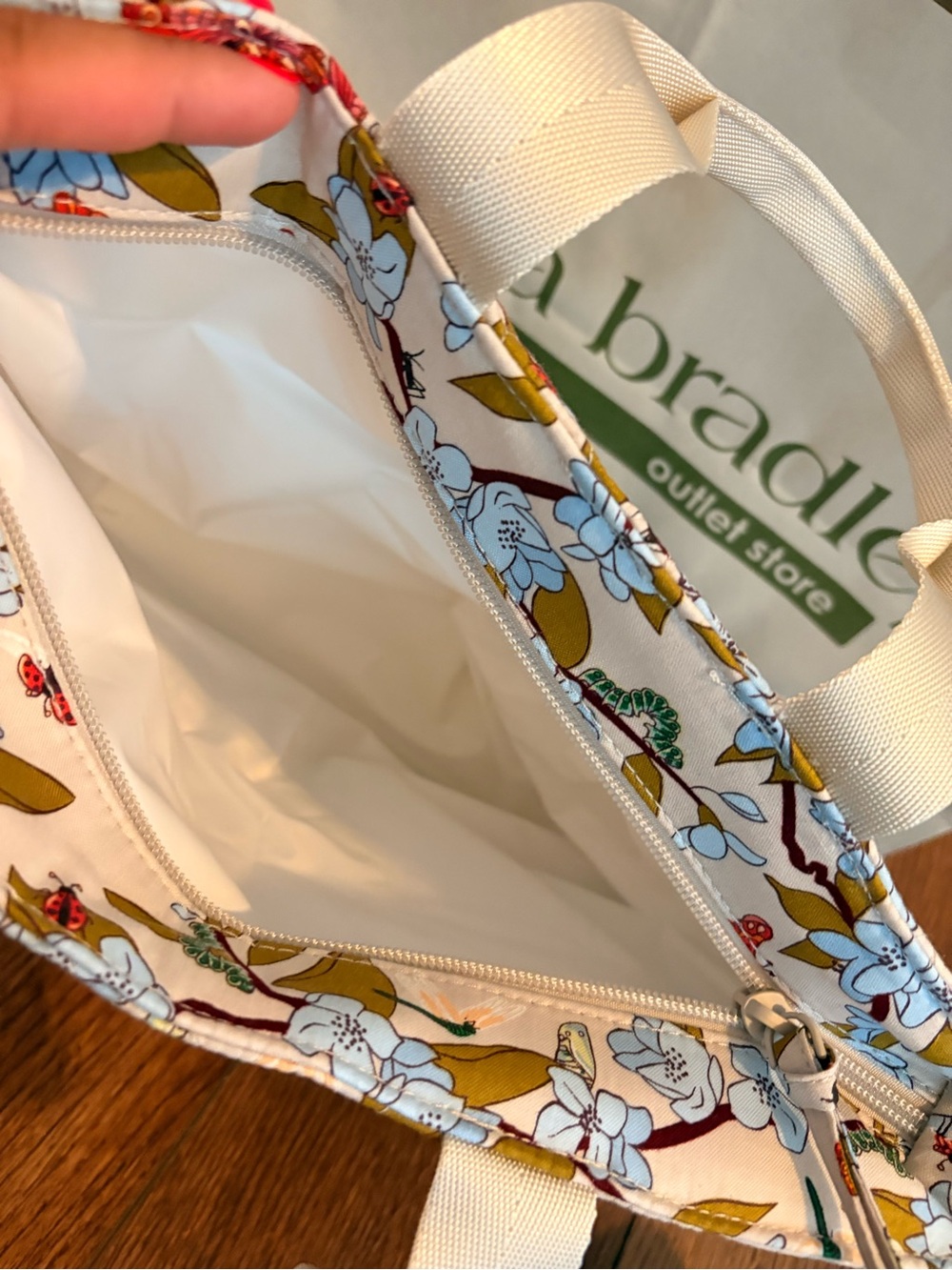 Vera Bradley Quilted Floral Lunch Tote - Cream, Light Blue & Olive - Picture 3 of 7
